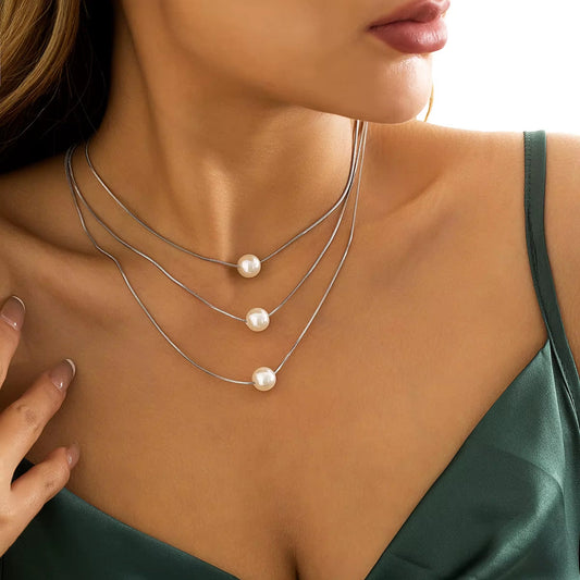 Boho Pearl Necklace Lunara Clavicle Jewelry