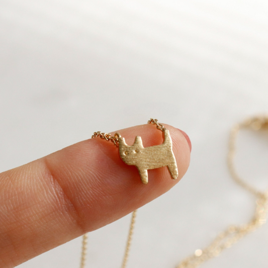 Cat Pendant Necklace Whiskered Whisper Minimalist for Women